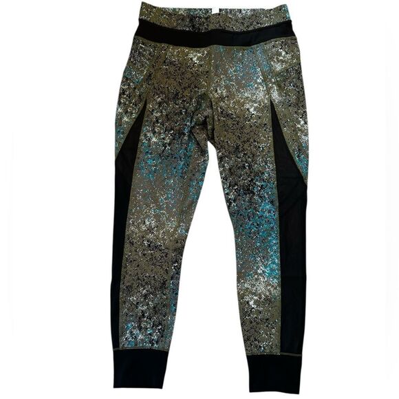 Lole gray, and teal black leggings with hip pocket size large - Picture 2 of 7